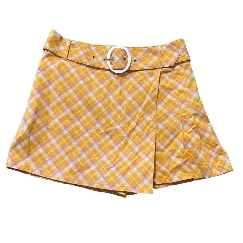 Urban outfitters orange plaid skort size 6